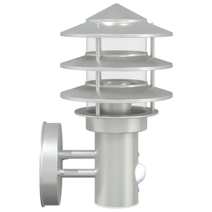 vidaXL Outdoor Wall Light with Sensor Silver Stainless Steel - 11539