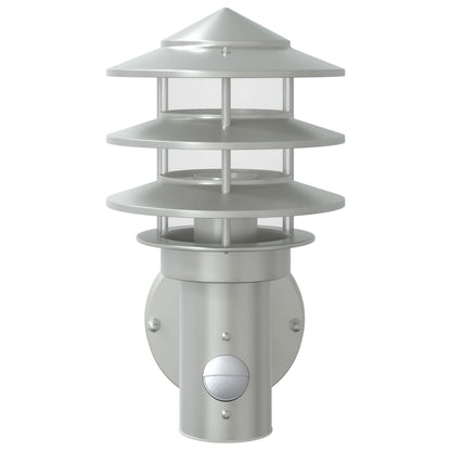 vidaXL Outdoor Wall Lights with Sensors 2pcs Silver Stainless Steel - 11548