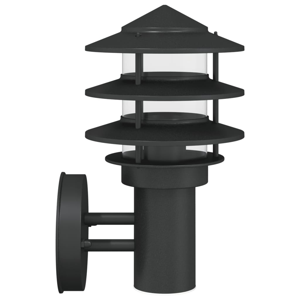 vidaXL Outdoor Wall Lights 2pcs Black Stainless Steel - 11555