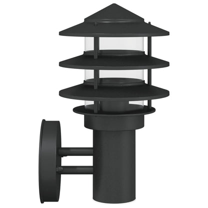 vidaXL Outdoor Wall Lights 2pcs Black Stainless Steel - 11555