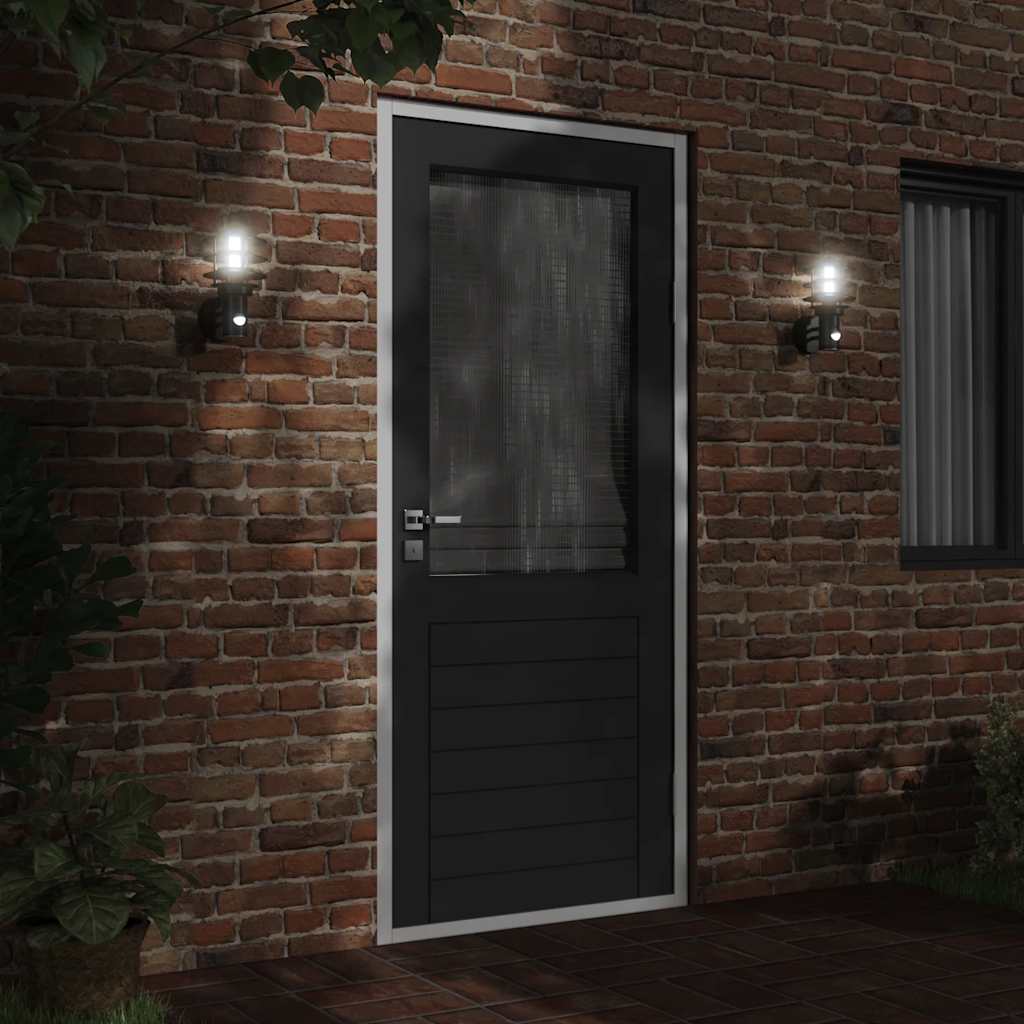 vidaXL Outdoor Wall Light with Sensor Black Stainless Steel - 11556