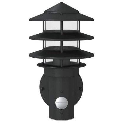 vidaXL Outdoor Wall Light with Sensor Black Stainless Steel - 11556