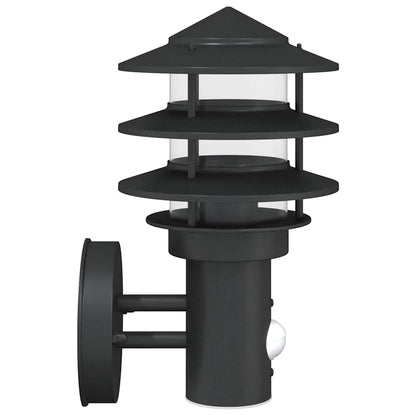 vidaXL Outdoor Wall Light with Sensor Black Stainless Steel - 11556
