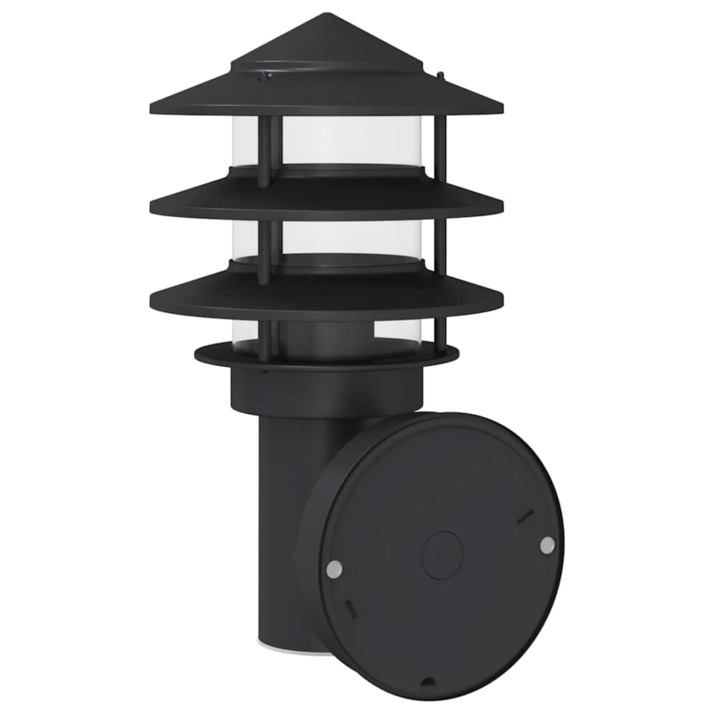 vidaXL Outdoor Wall Light with Sensor Black Stainless Steel - 11556