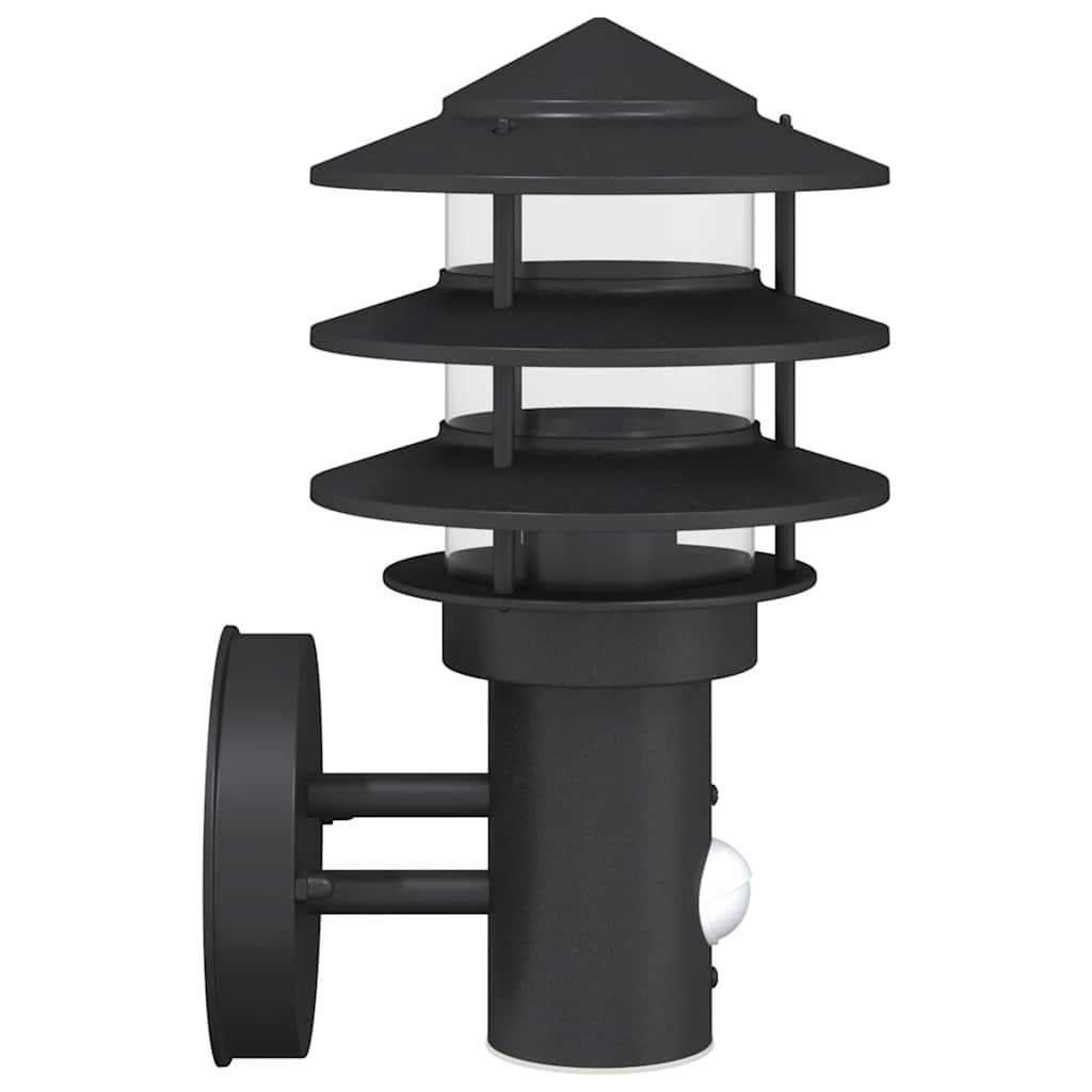 vidaXL Outdoor Wall Lights with Sensors 2pcs Black Stainless Steel - 11561