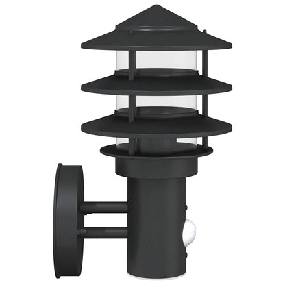 vidaXL Outdoor Wall Lights with Sensors 2pcs Black Stainless Steel - 11561