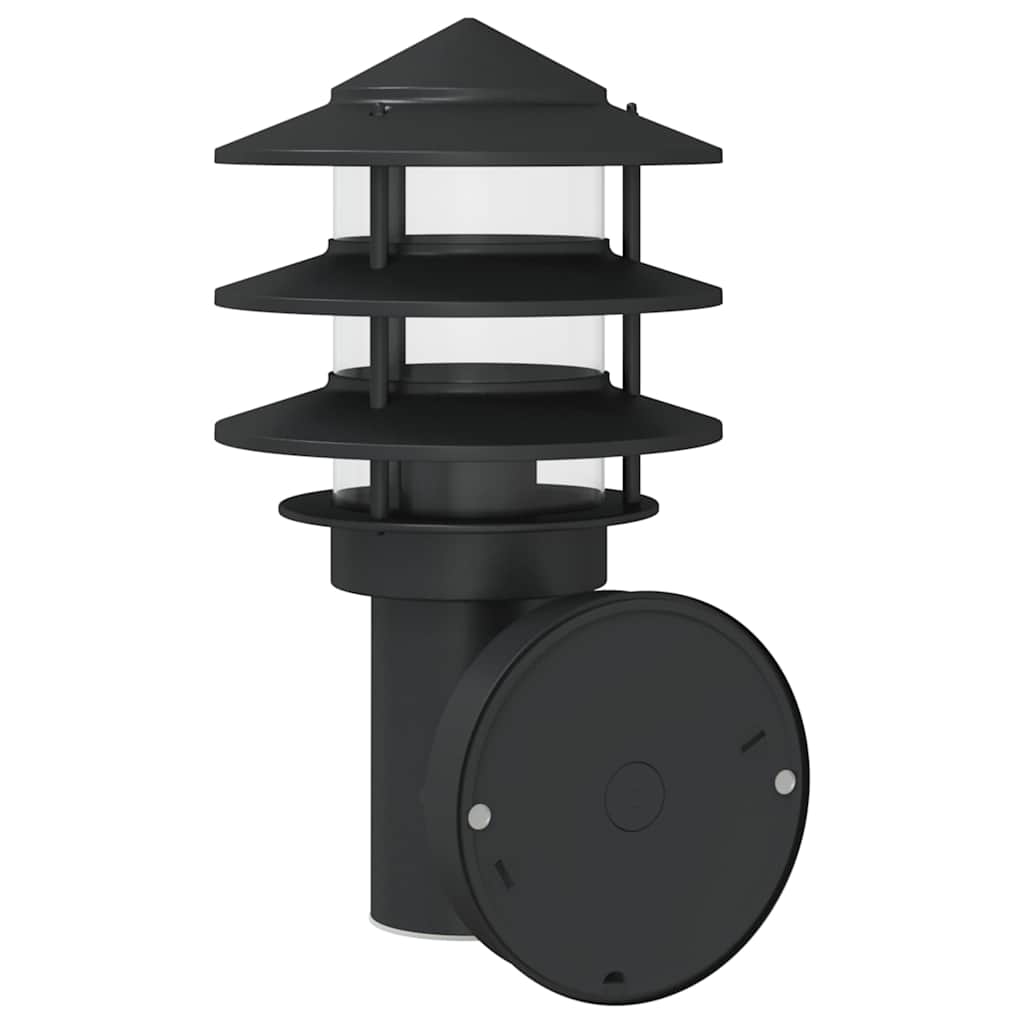 vidaXL Outdoor Wall Lights with Sensors 2pcs Black Stainless Steel - 11561