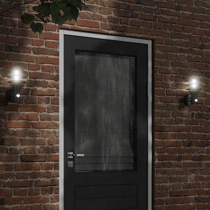 vidaXL Outdoor Wall Lights with Sensors 2pcs Black Stainless Steel - 11561