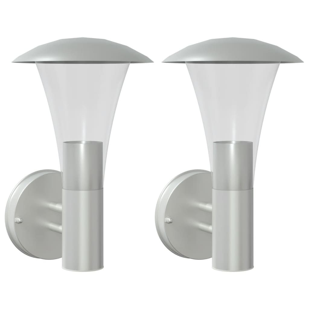 vidaXL Outdoor Wall Lights 2pcs Silver Stainless Steel - 11566