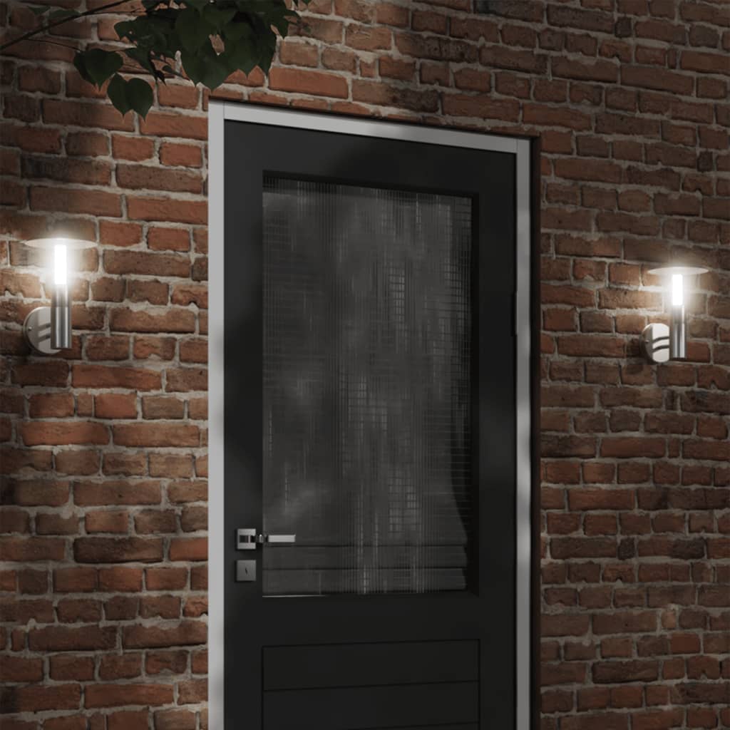 vidaXL Outdoor Wall Lights 2pcs Silver Stainless Steel - 11566