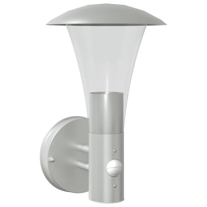 vidaXL Outdoor Wall Light with Sensor Silver Stainless Steel - 11567