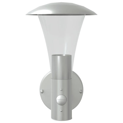 vidaXL Outdoor Wall Light with Sensor Silver Stainless Steel - 11567