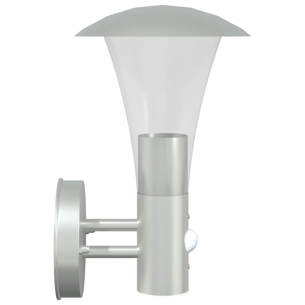 vidaXL Outdoor Wall Light with Sensor Silver Stainless Steel - 11567