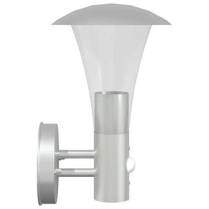 vidaXL Outdoor Wall Light with Sensor Silver Stainless Steel - 11567