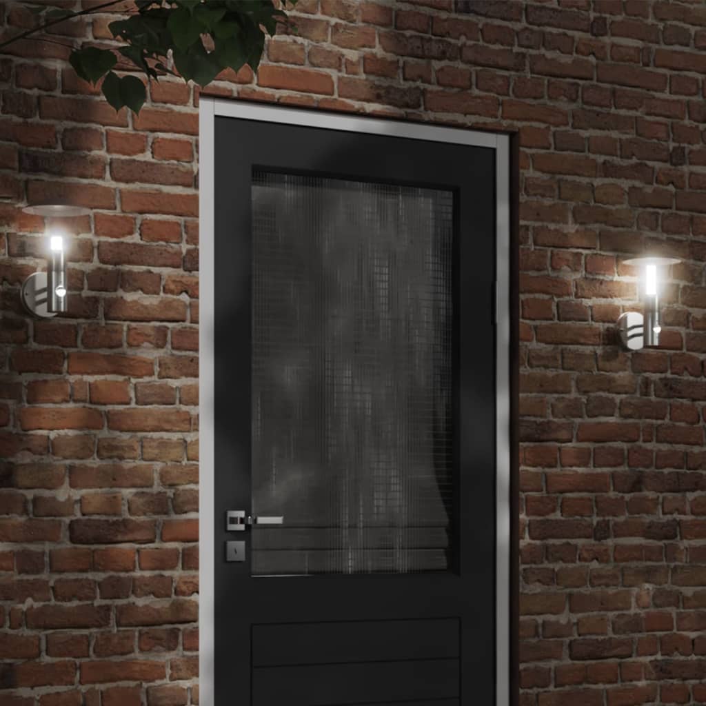 vidaXL Outdoor Wall Light with Sensor Silver Stainless Steel - 11567