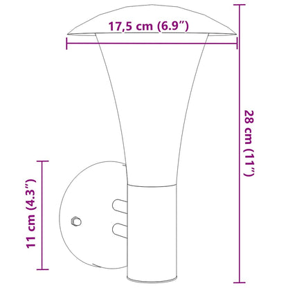vidaXL Outdoor Wall Light Black Stainless Steel