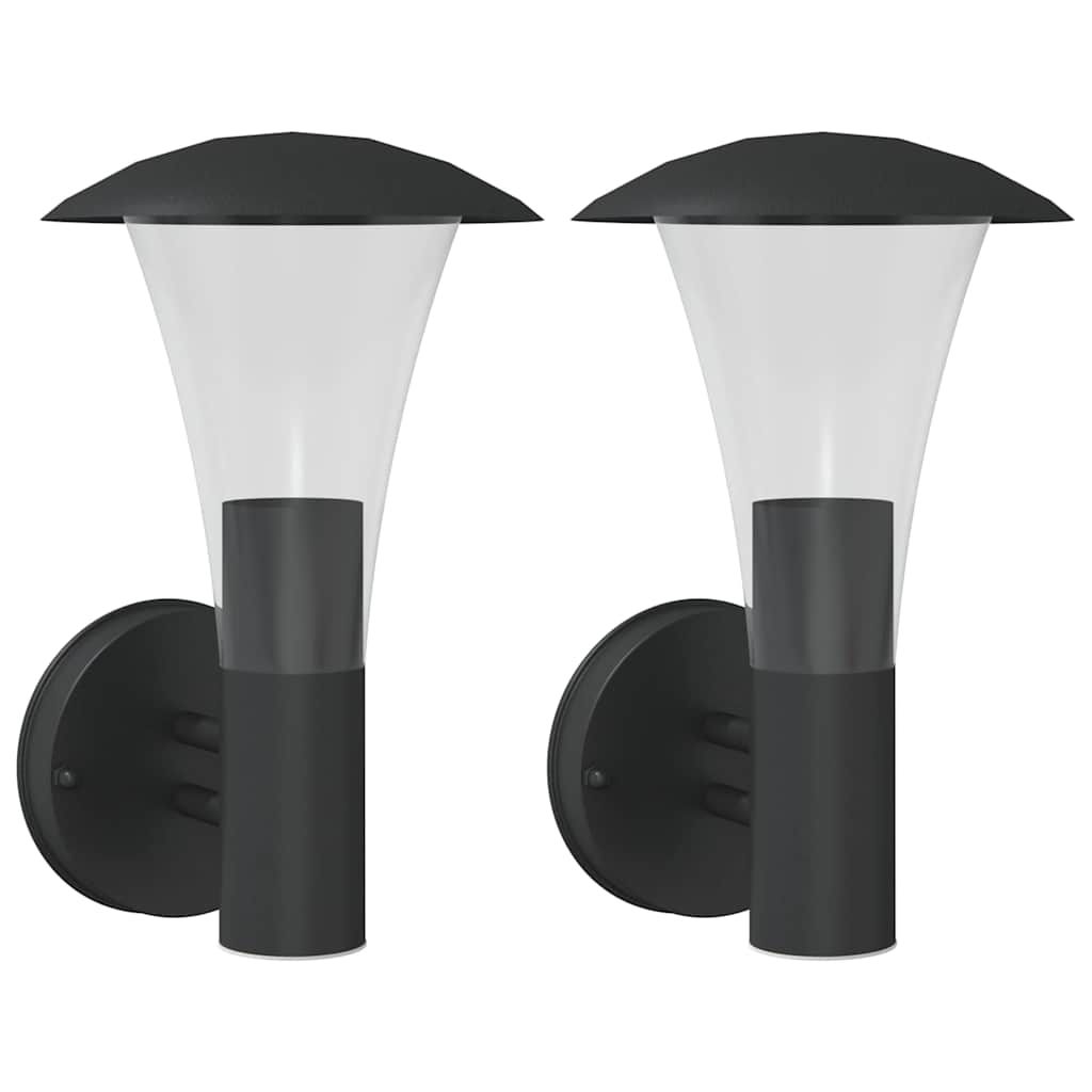 vidaXL Outdoor Wall Lights 2pcs Black Stainless Steel