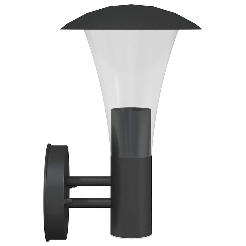 vidaXL Outdoor Wall Lights 2pcs Black Stainless Steel