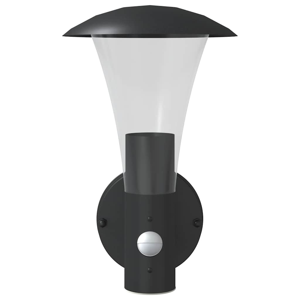 vidaXL Outdoor Wall Lights with Sensors 2pcs Black Stainless Steel