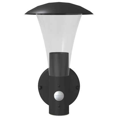 vidaXL Outdoor Wall Lights with Sensors 2pcs Black Stainless Steel