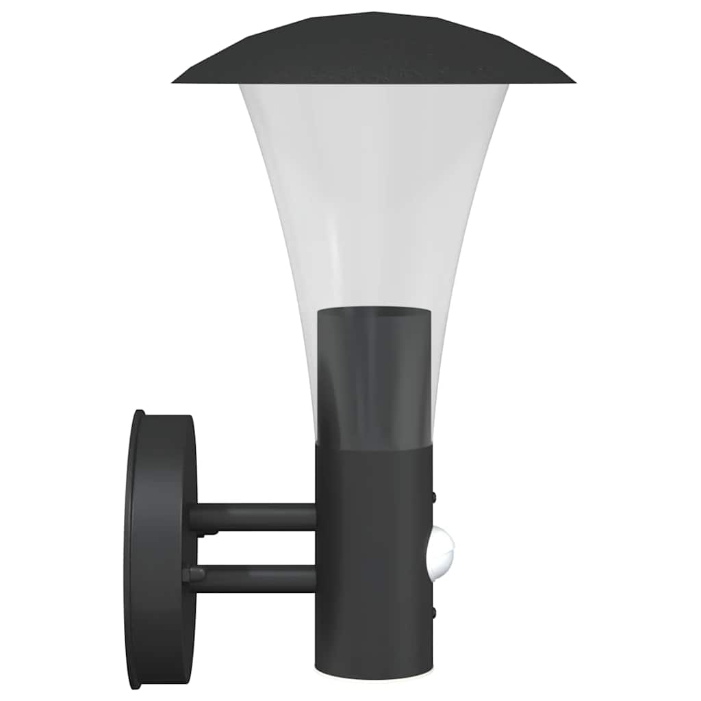 vidaXL Outdoor Wall Lights with Sensors 2pcs Black Stainless Steel