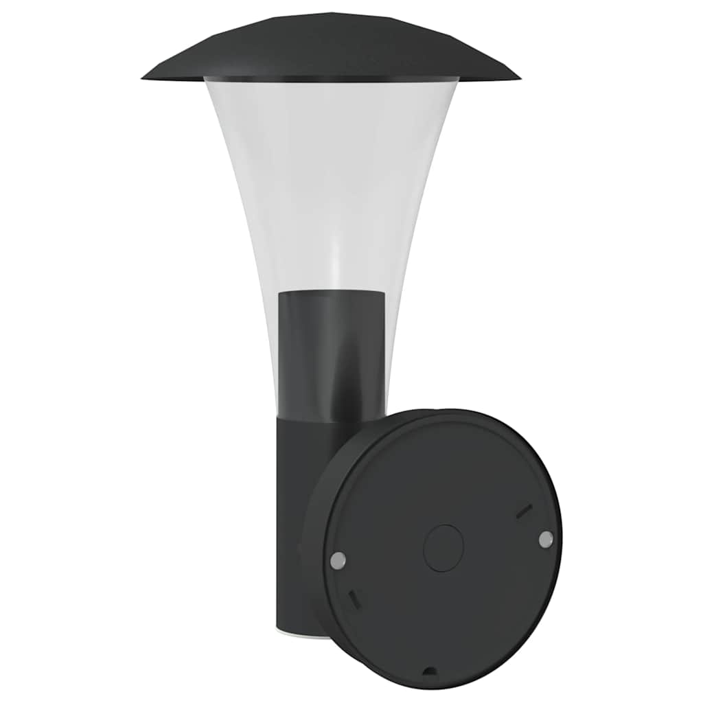 vidaXL Outdoor Wall Lights with Sensors 2pcs Black Stainless Steel