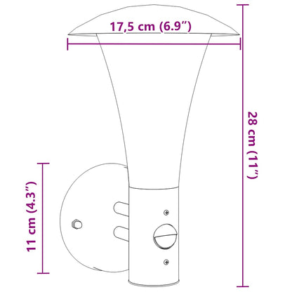 vidaXL Outdoor Wall Lights with Sensors 2pcs Black Stainless Steel