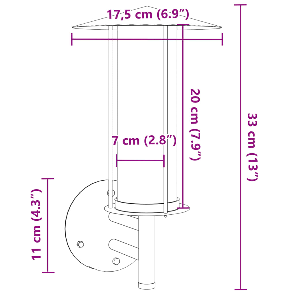 vidaXL Outdoor Wall Light Silver Stainless Steel - 11590