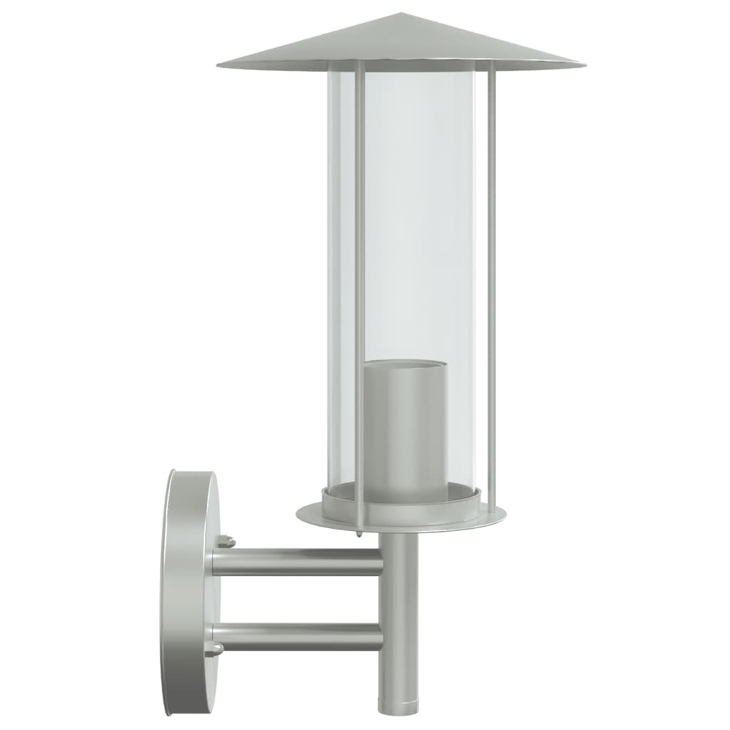 vidaXL Outdoor Wall Lights 2pcs Silver Stainless Steel