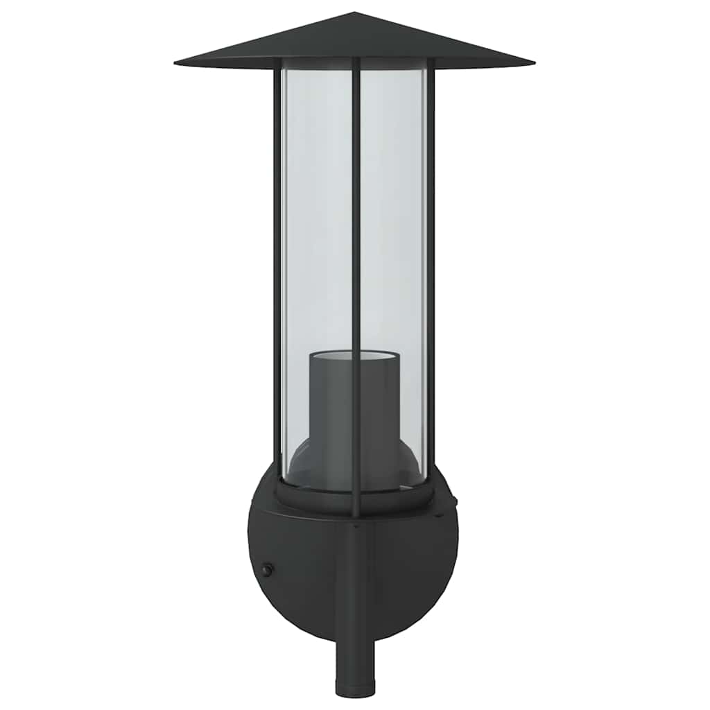 vidaXL Outdoor Wall Lights 2pcs Black Stainless Steel - 11613