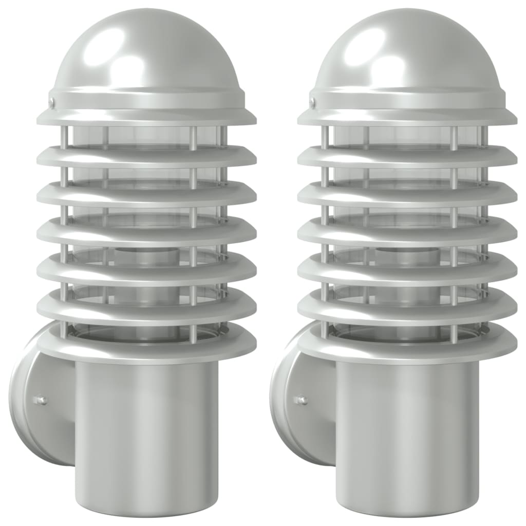 vidaXL Outdoor Wall Lights 2pcs Silver Stainless Steel - 11673