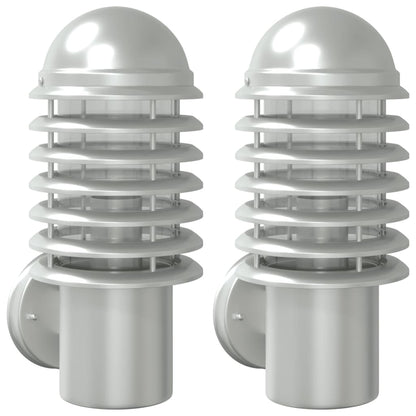 vidaXL Outdoor Wall Lights 2pcs Silver Stainless Steel - 11673