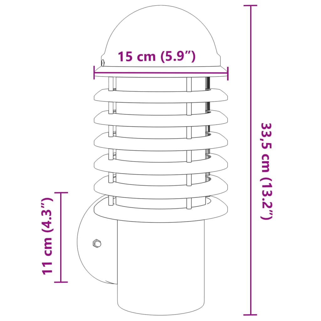 vidaXL Outdoor Wall Lights 2pcs Silver Stainless Steel - 11673