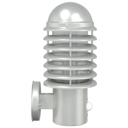 vidaXL Outdoor Wall Lights with Sensors 2pcs Silver Stainless Steel - 11661