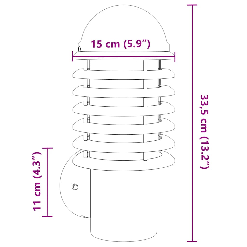 vidaXL Outdoor Wall Light Black Stainless Steel - 11660