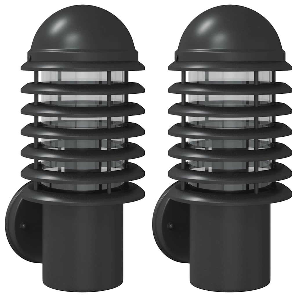 vidaXL Outdoor Wall Lights 2pcs Black Stainless Steel - 11655