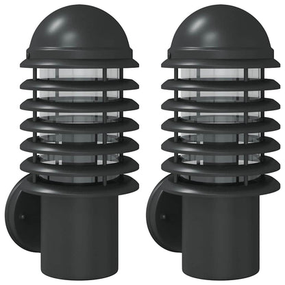 vidaXL Outdoor Wall Lights 2pcs Black Stainless Steel - 11655