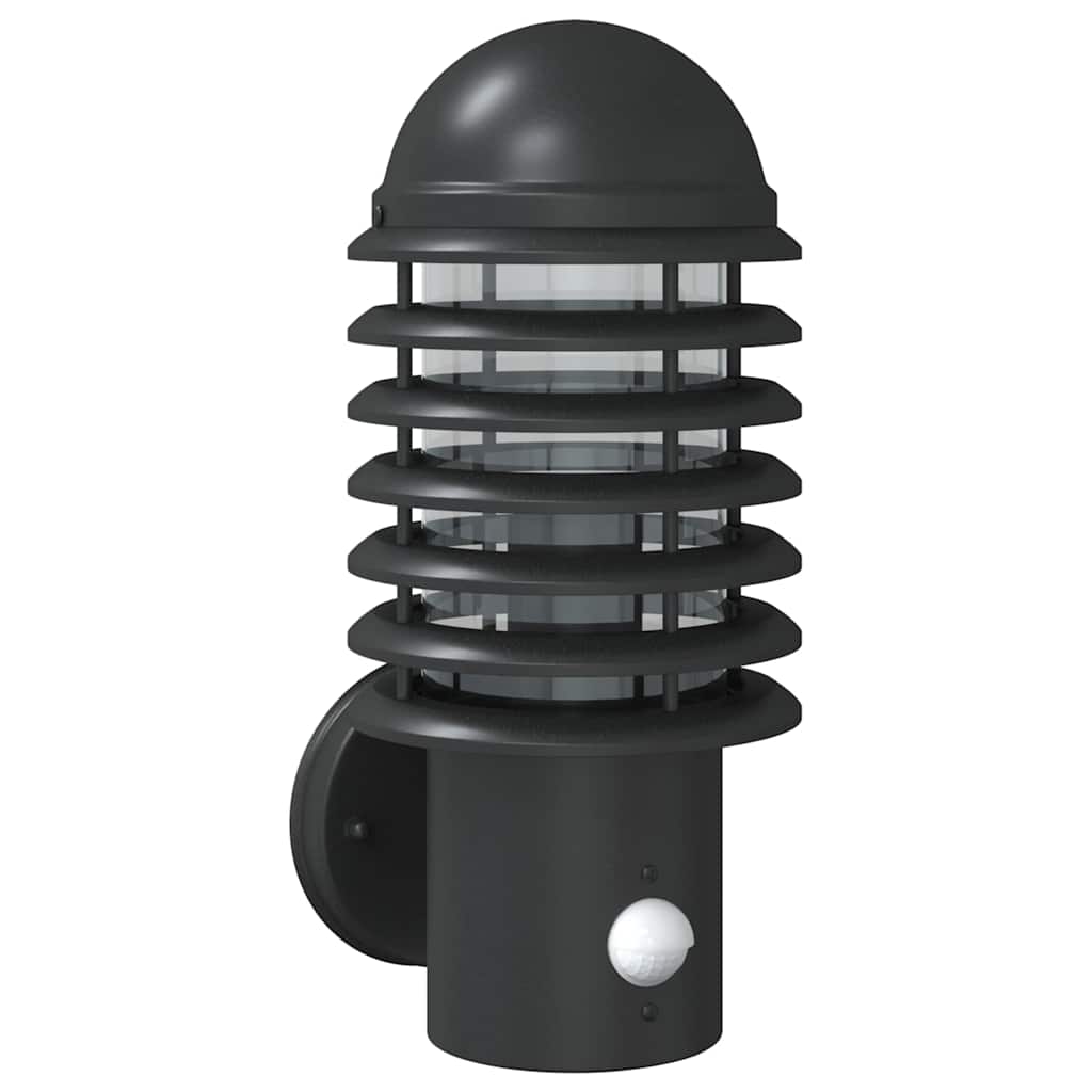 vidaXL Outdoor Wall Light with Sensor Black Stainless Steel - 11654