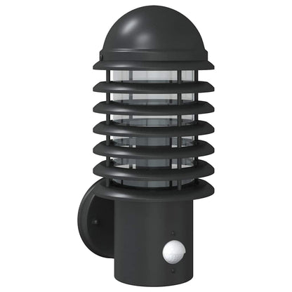 vidaXL Outdoor Wall Light with Sensor Black Stainless Steel - 11654