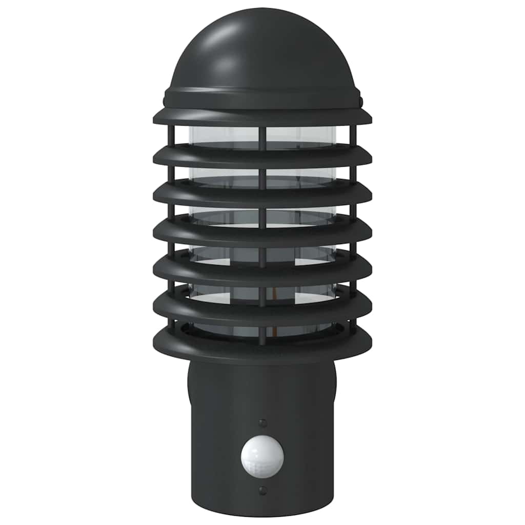 vidaXL Outdoor Wall Light with Sensor Black Stainless Steel - 11654