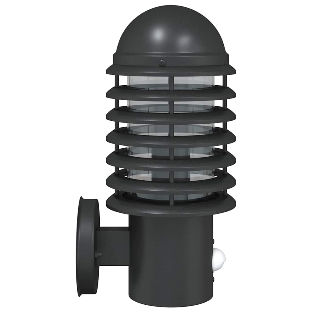 vidaXL Outdoor Wall Light with Sensor Black Stainless Steel - 11654