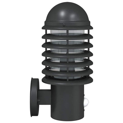 vidaXL Outdoor Wall Light with Sensor Black Stainless Steel - 11654