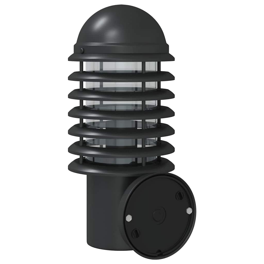 vidaXL Outdoor Wall Light with Sensor Black Stainless Steel - 11654