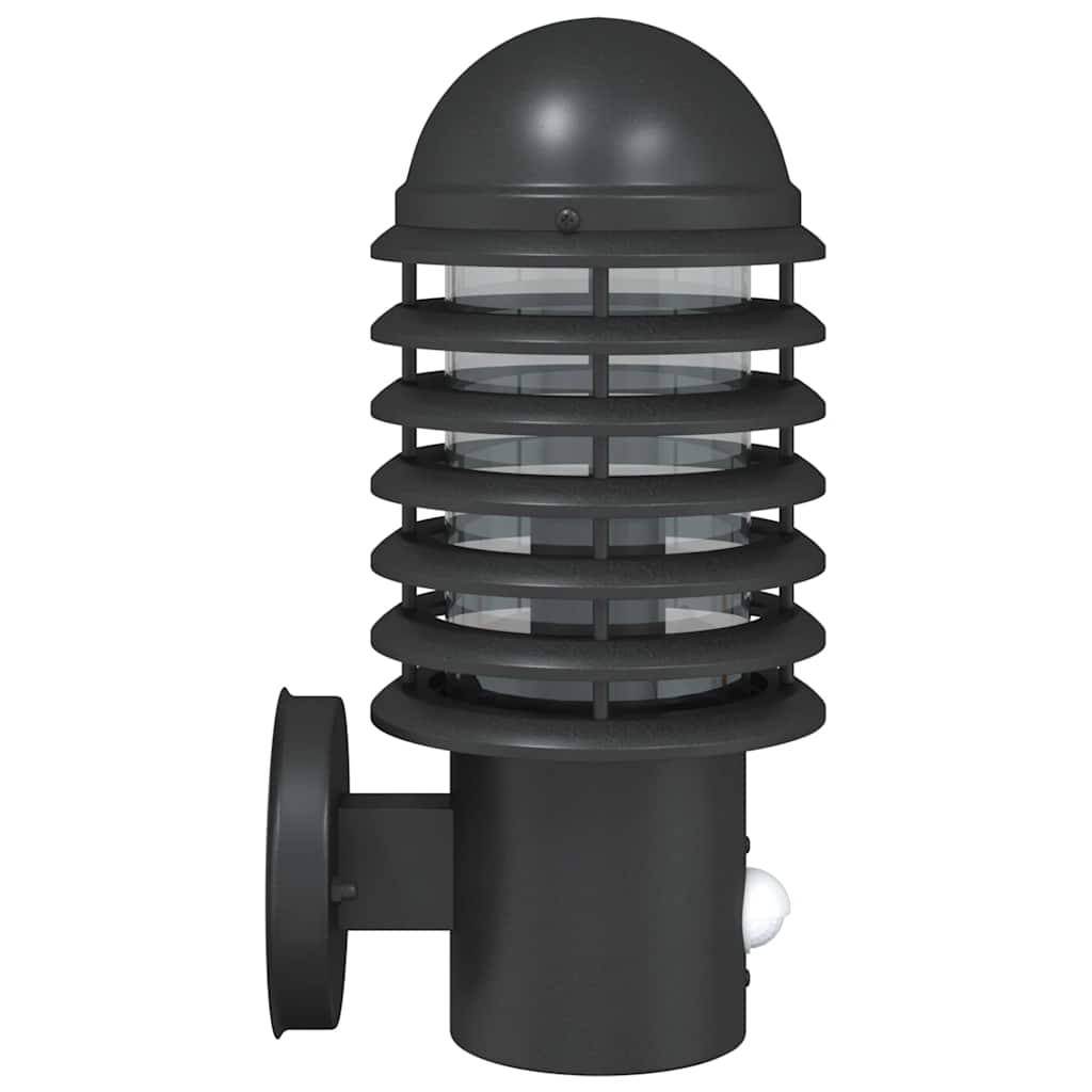 vidaXL Outdoor Wall Lights with Sensors 2pcs Black Stainless Steel - 11645