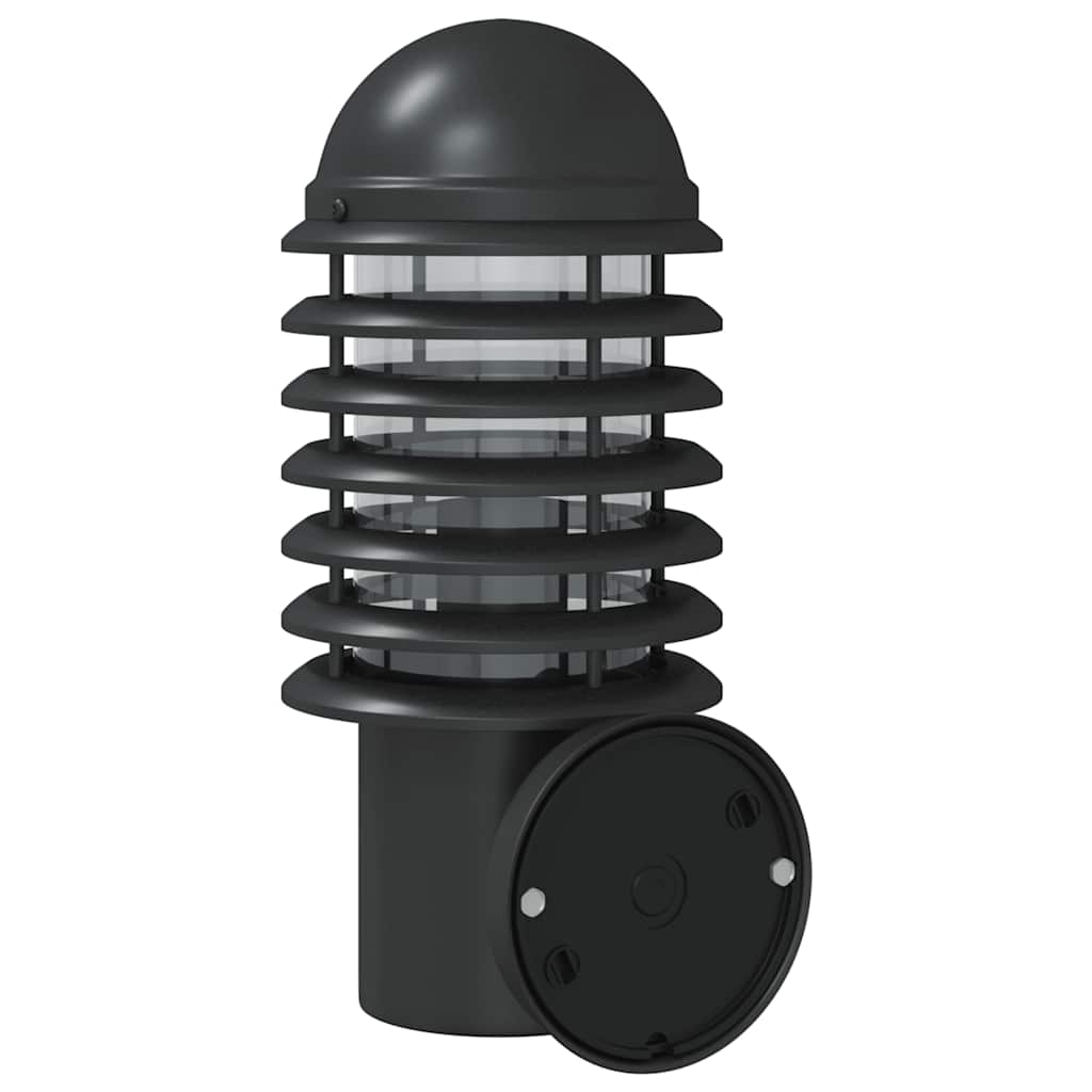 vidaXL Outdoor Wall Lights with Sensors 2pcs Black Stainless Steel - 11645