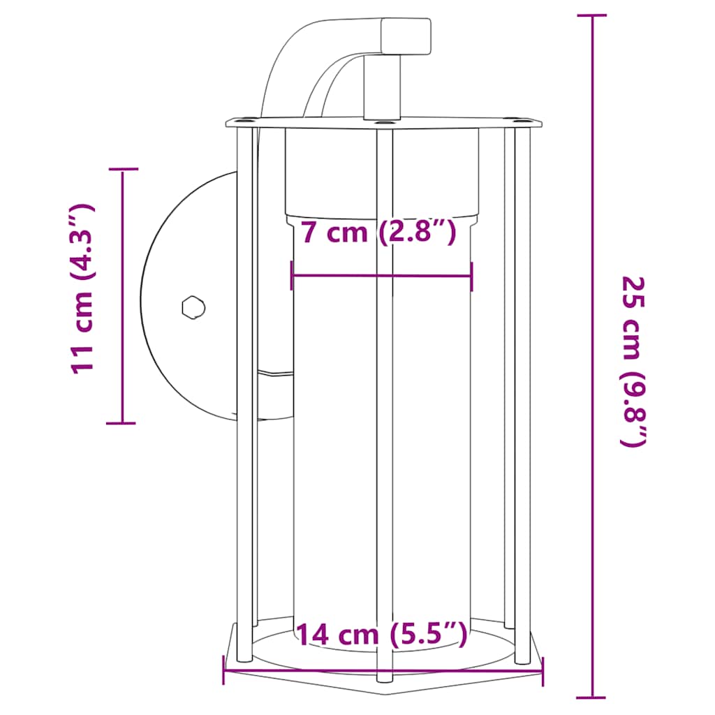 vidaXL Outdoor Wall Light Black Stainless Steel - 11644