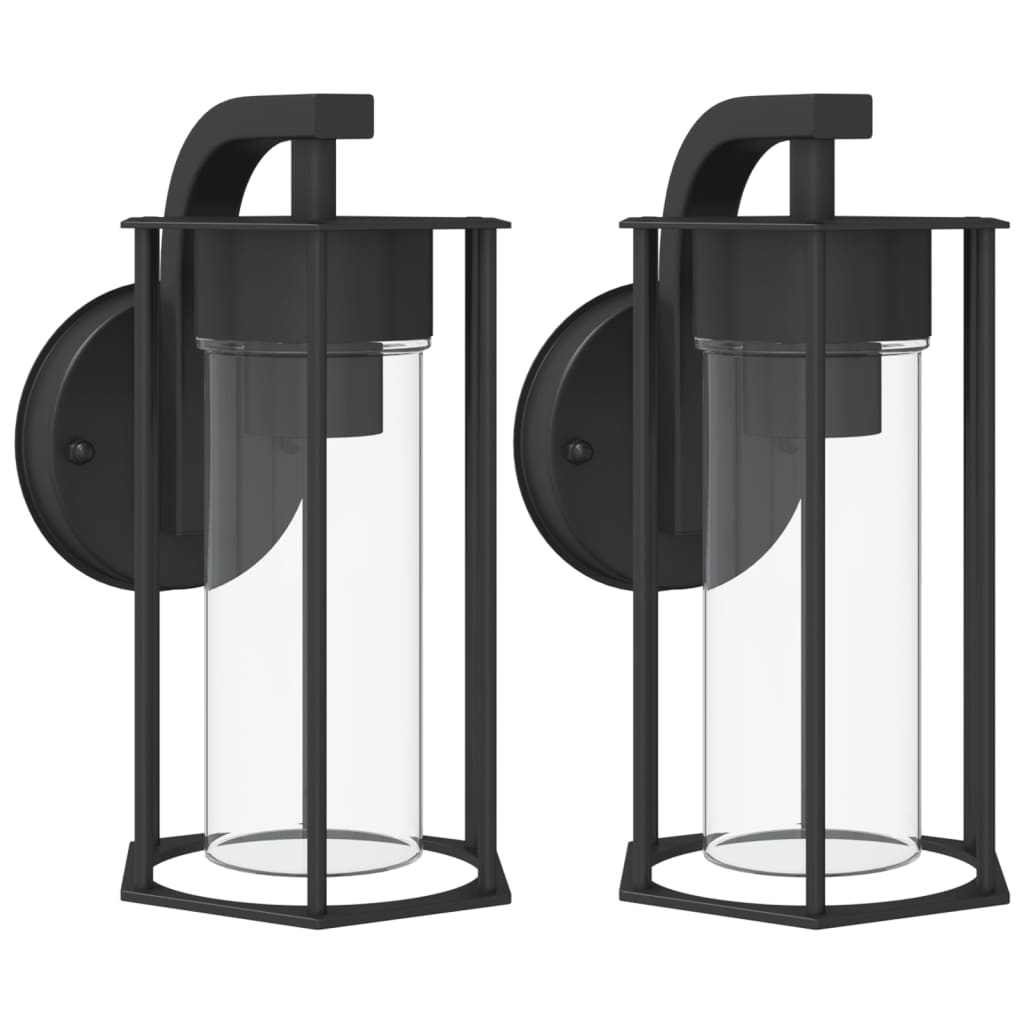 vidaXL Outdoor Wall Lights 2pcs Black Stainless Steel - 11633