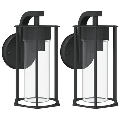 vidaXL Outdoor Wall Lights 2pcs Black Stainless Steel - 11633
