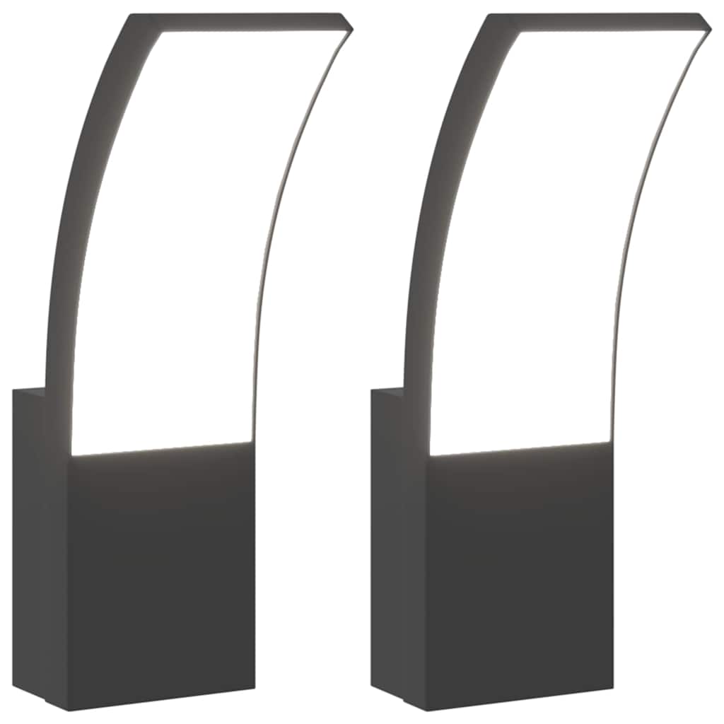 vidaXL Outdoor LED Wall Lights 2pcs Black Die-cast Aluminium - 11682