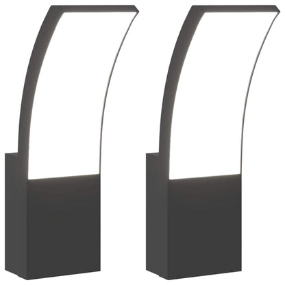 vidaXL Outdoor LED Wall Lights 2pcs Black Die-cast Aluminium - 11682
